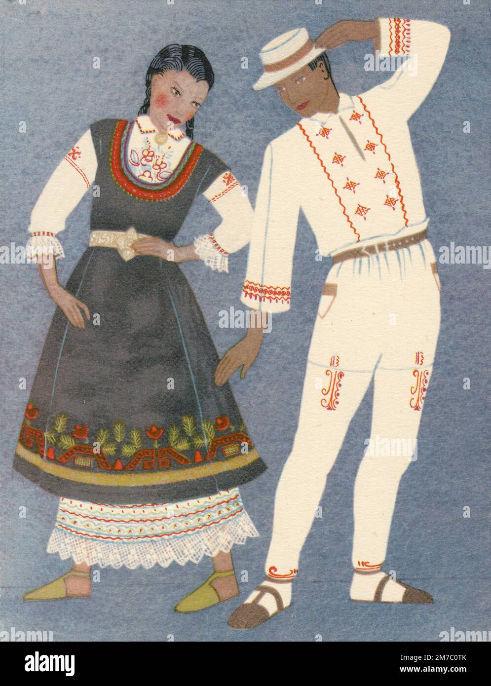 Bauernkostüm in Bulgarien, Abbildung 1930er Stockfoto