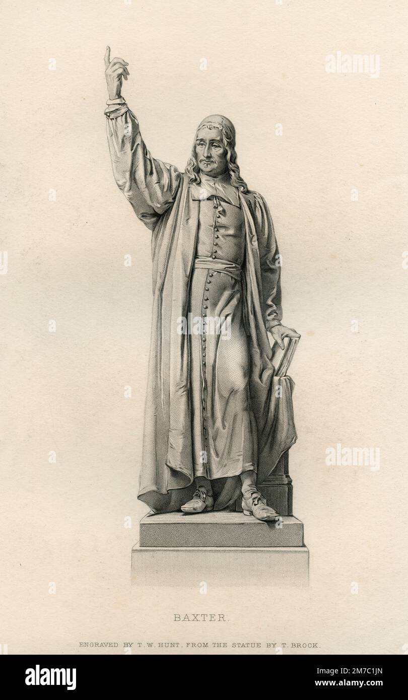 Protestantischer Puritaner Richard Baxter, eingraviert von T.W. Jagd von der Statue von T. Brock, UK 1880er Stockfoto