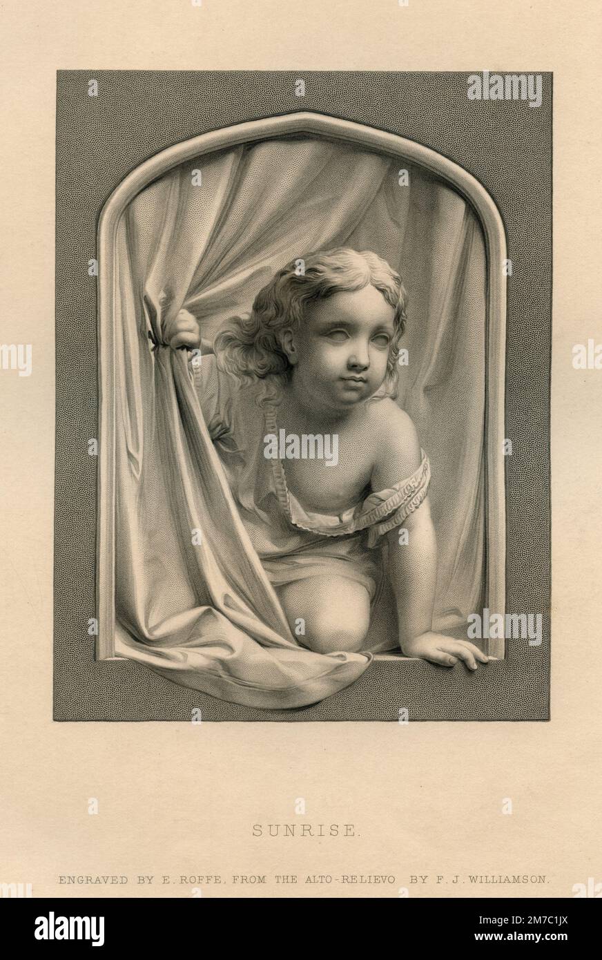 Sunrise, Gravur von E. Roffe aus dem Alto-Relievo von F.J. Williamson, UK 1880er Stockfoto