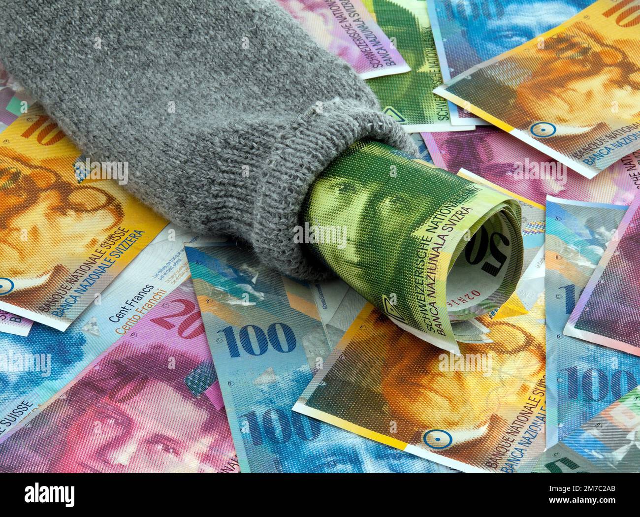 Sparguthaben mit Schweizer Franken Stockfoto