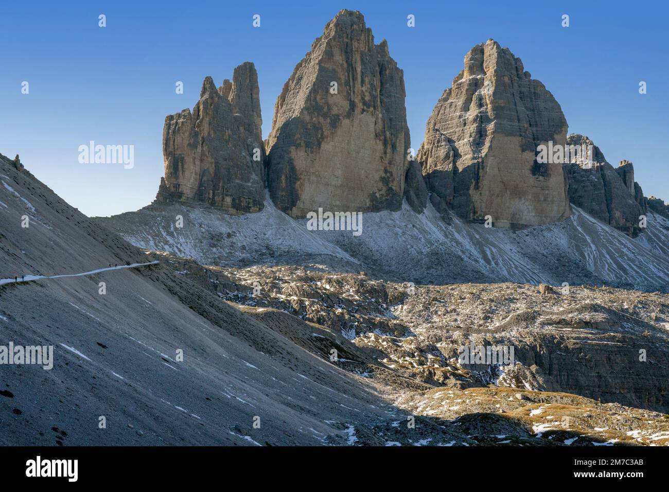 Drei Zinnen, Tre Cime di Lavaredo, Nordwand, Italien, Südtirol, Dolomiten Stockfoto