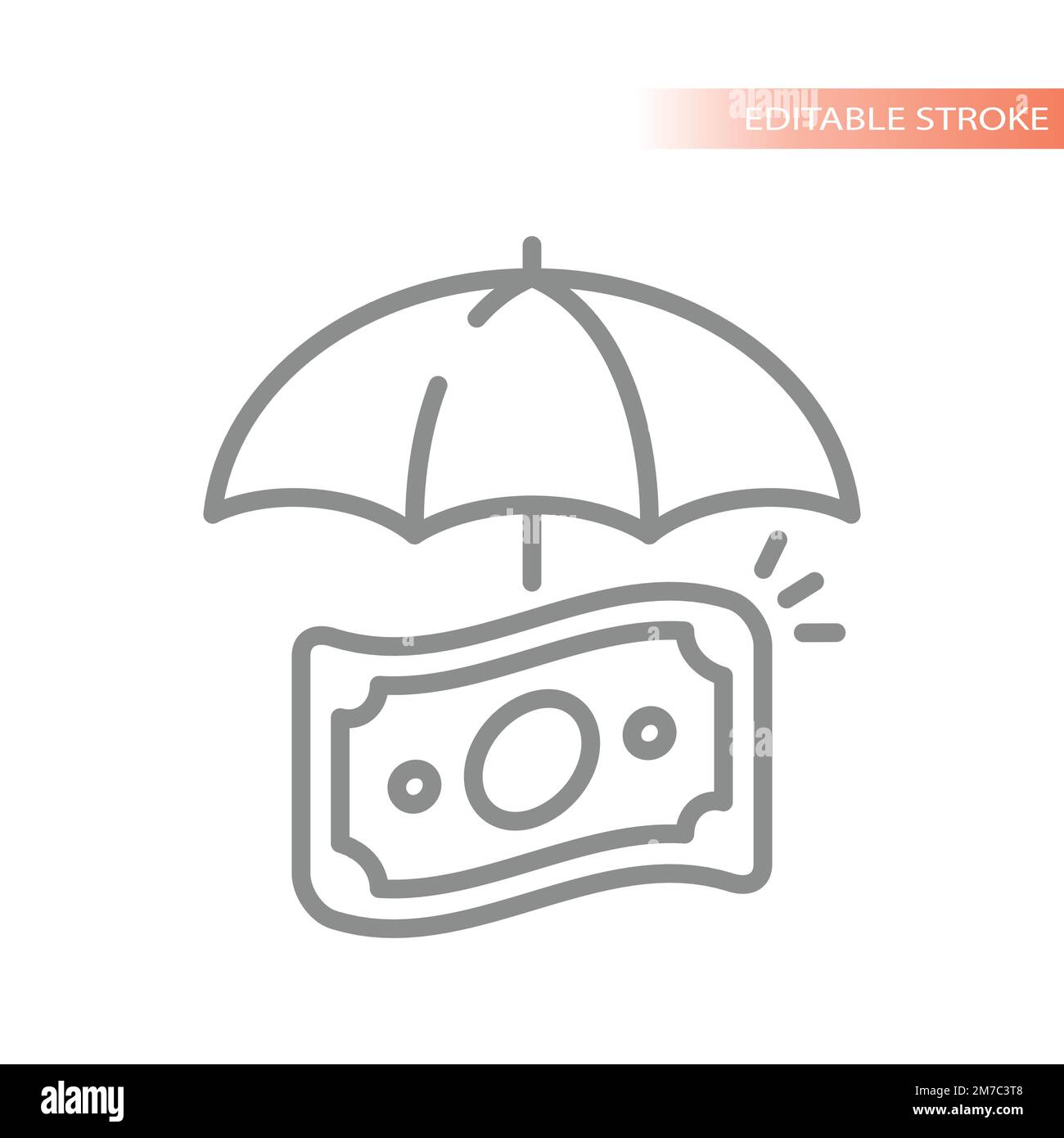 Dollarschein und Schirm, Symbol für Finanzversicherungen. Symbol für Inflationsgeldschutz. Stock Vektor