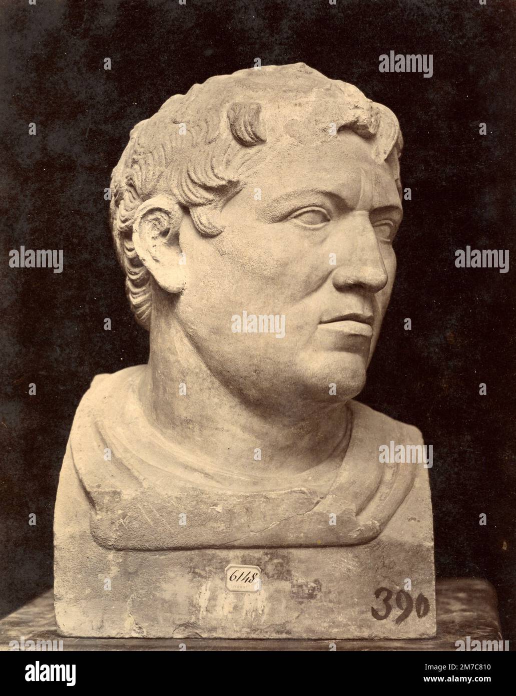 Unbekannte Marmorbüste, griechische Skulptur, Albuminabdruck, 1870er Stockfoto