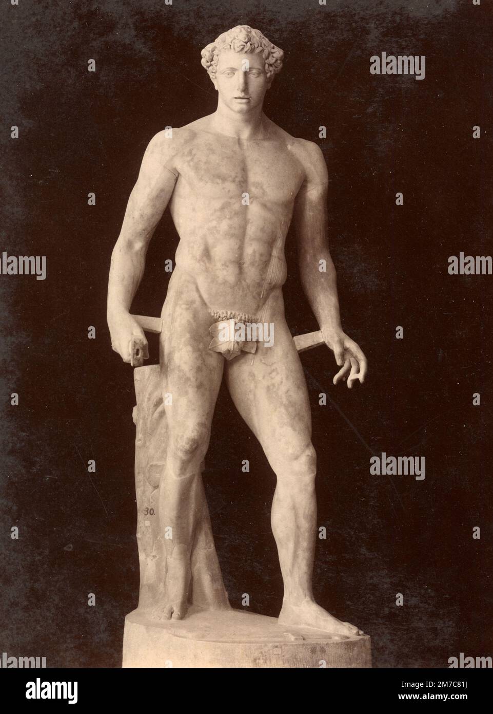 Farnese Gladiator, römische Marmorskulptur, Albumindruck, 1870er Stockfoto