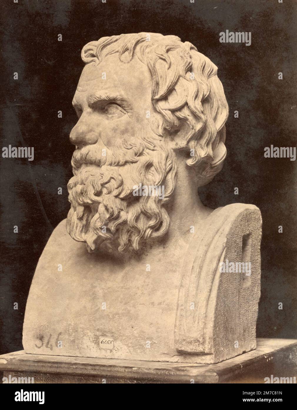 Marmorbüste griechischer Philosophen, griechische Skulptur, Albumindruck, 1870er Stockfoto