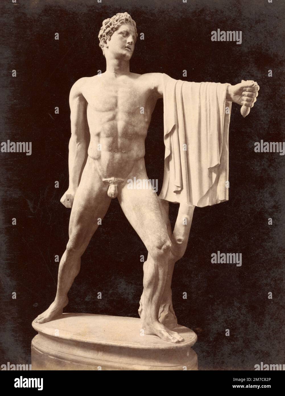 Aristogeiton, Tyrannizid, griechische Marmorskulptur, Albuminabdruck, 1870er Stockfoto