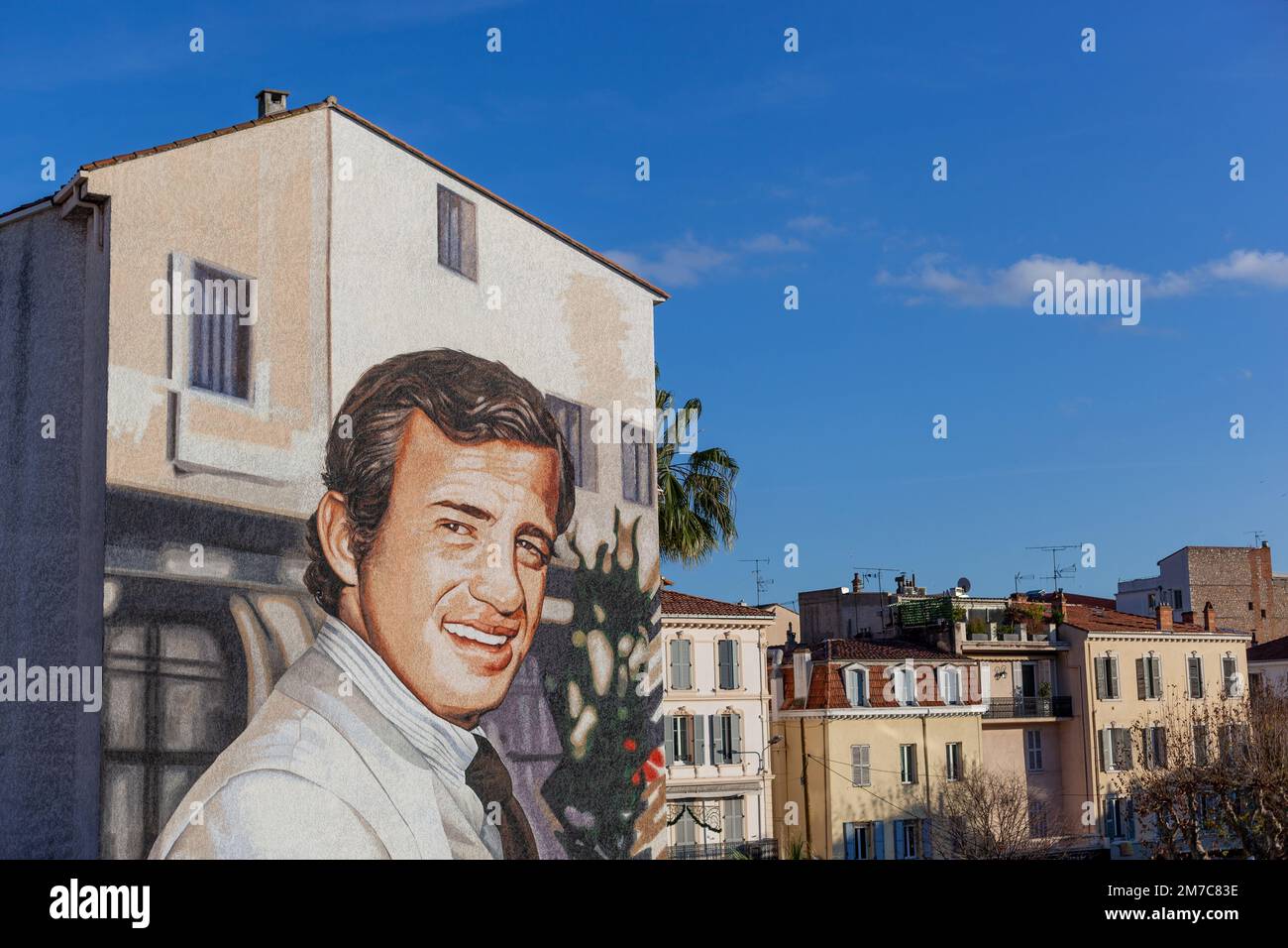 Jean-Paul Belmondo-Wandgemälde in Cannes, Frankreich Stockfoto