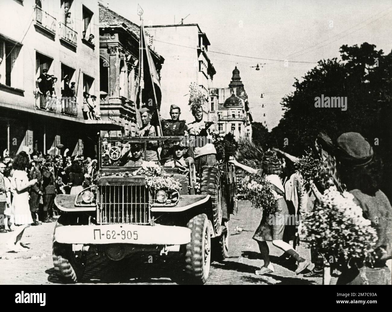 Bulgarische Truppenparade in die Stadt, Sofia, Bulgarien 1940er Stockfoto