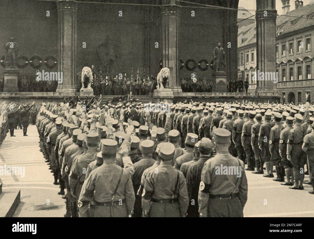 Die Nazi-Parteiversammlung in München 1930er Stockfoto