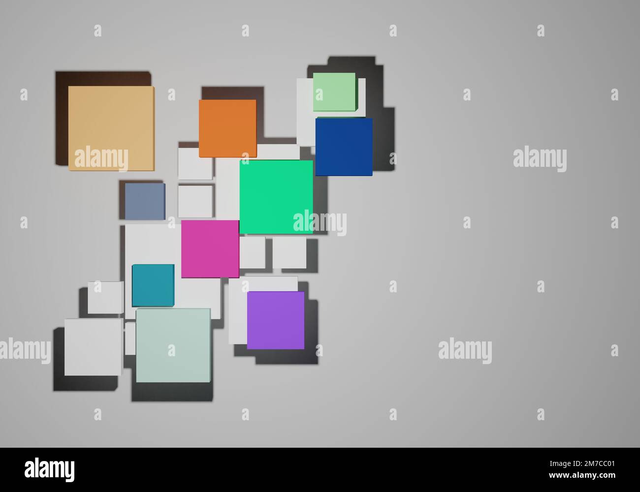 Verschiedene Formen von 3D-Rendering-Designs, die für Posterhintergründe oder andere Zwecke verwendet werden können Stockfoto