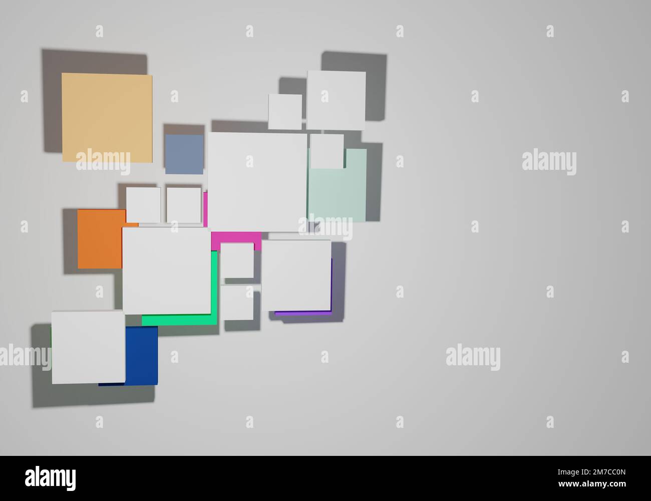 Verschiedene Formen von 3D-Rendering-Designs, die für Posterhintergründe oder andere Zwecke verwendet werden können Stockfoto