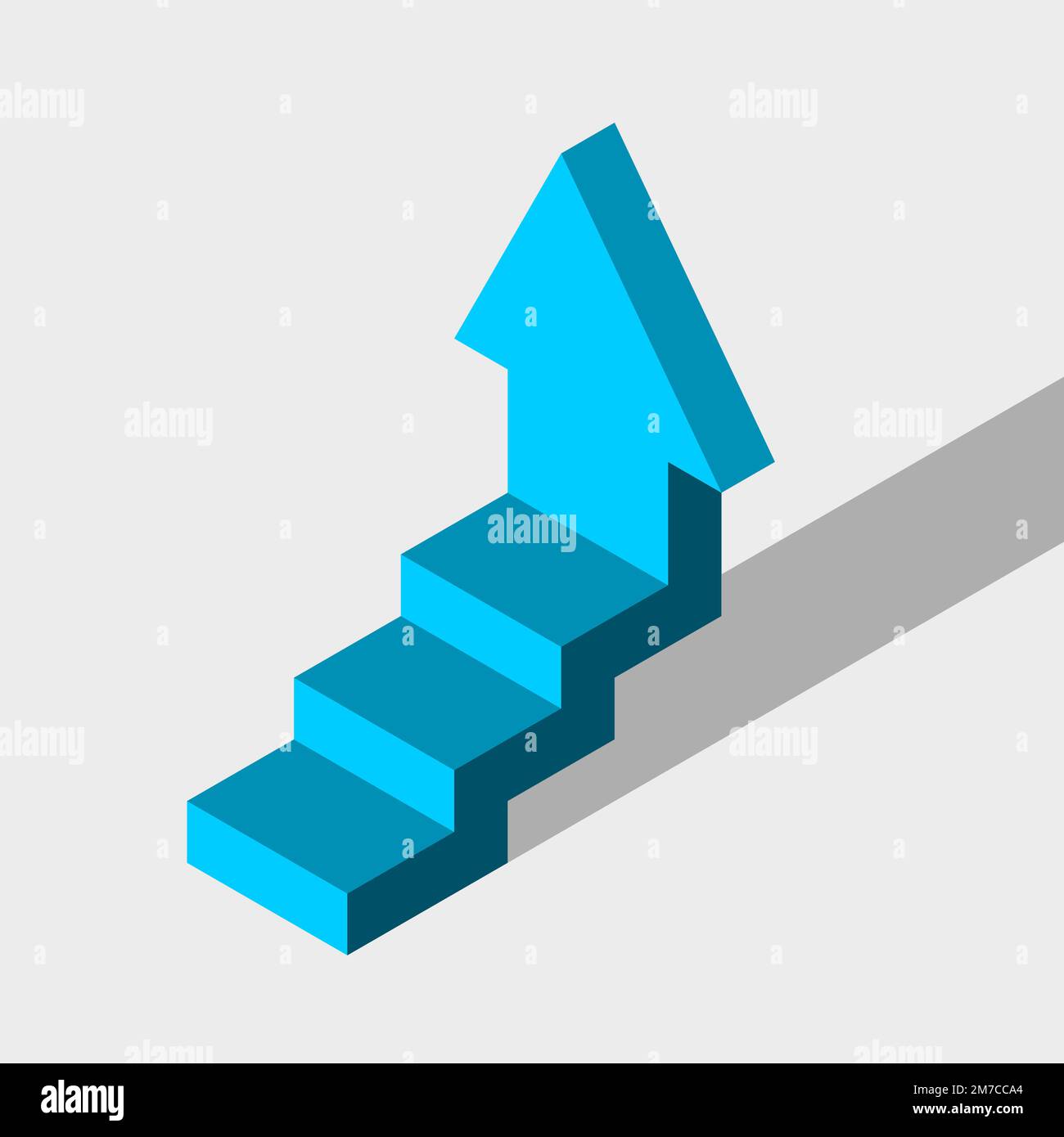 Blaue Treppe mit Pfeil nach oben. Konzept Wachstum und Aufstieg. Schritte in Richtung Erfolg. Treppe zum Geschäftserfolg. Infografik-Designelement. Vektor Stock Vektor