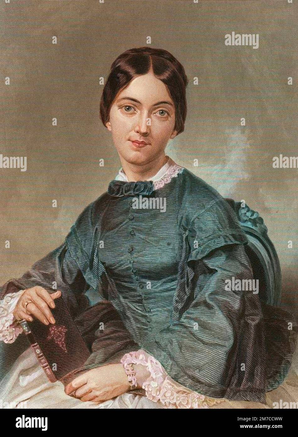 Portrait de Frances (Fanny) Sargent Osgood, nee Locke (1811-1850), Poetesse et femme de lettre americaine. Gravure d'apres le tableau de Alonzo Chappel Stockfoto