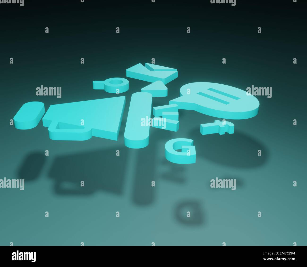 Verschiedene Formen von 3D-Rendering-Designs, die für Posterhintergründe oder andere Zwecke verwendet werden können Stockfoto