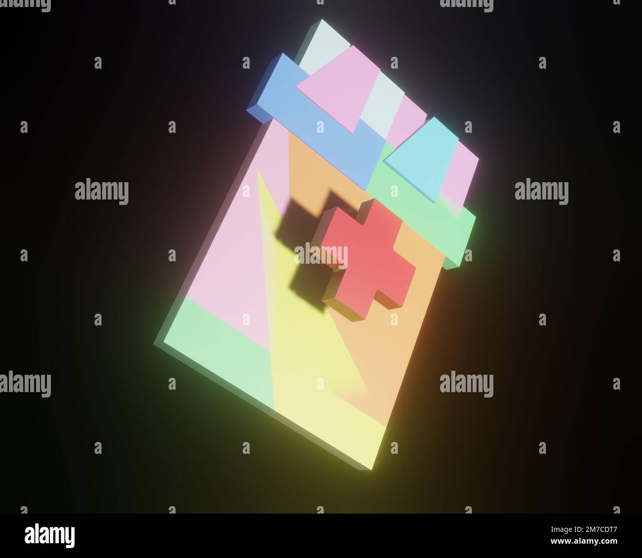 Verschiedene Formen von 3D-Rendering-Designs, die für Posterhintergründe oder andere Zwecke verwendet werden können Stockfoto