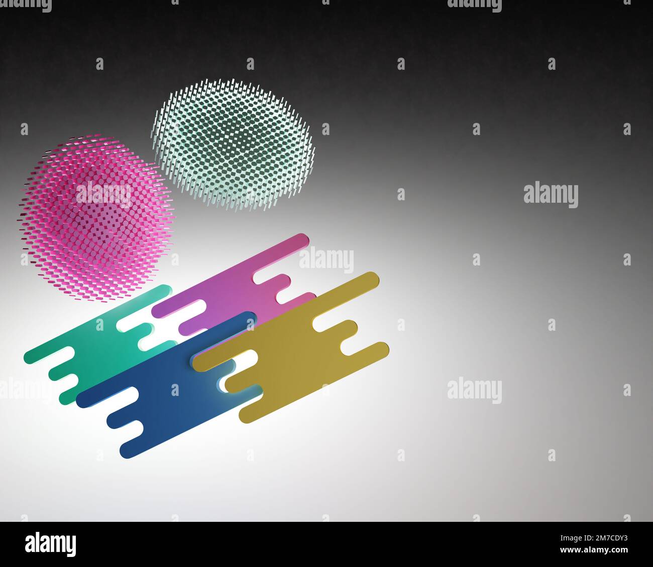 Verschiedene Formen von 3D-Rendering-Designs, die für Posterhintergründe oder andere Zwecke verwendet werden können Stockfoto