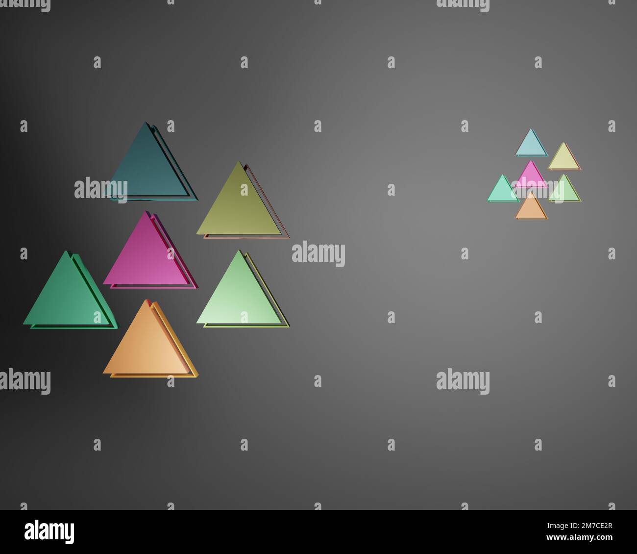 Verschiedene Formen von 3D-Rendering-Designs, die für Posterhintergründe oder andere Zwecke verwendet werden können Stockfoto