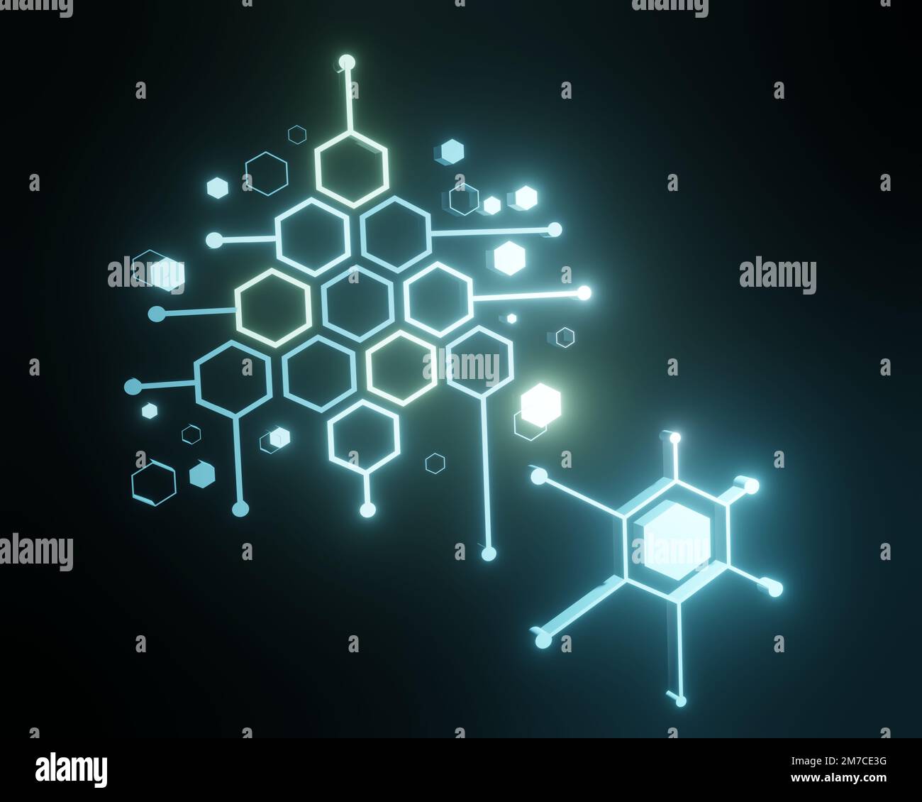 Verschiedene Formen von 3D-Rendering-Designs, die für Posterhintergründe oder andere Zwecke verwendet werden können Stockfoto