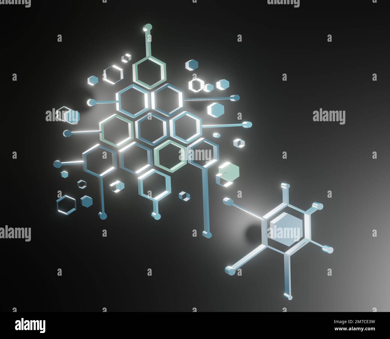 Verschiedene Formen von 3D-Rendering-Designs, die für Posterhintergründe oder andere Zwecke verwendet werden können Stockfoto