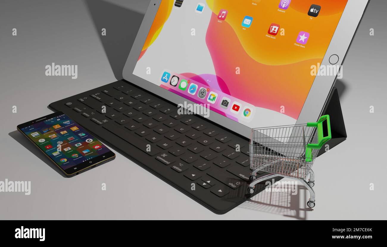 Verschiedene Formen von 3D-Rendering-Designs, die für Posterhintergründe oder andere Zwecke verwendet werden können Stockfoto