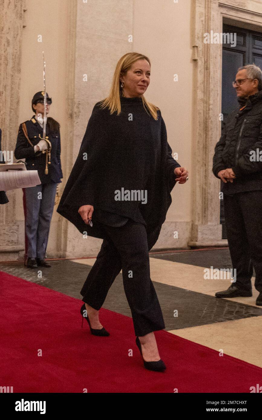 Rom, Italien. 09. Januar 2023. Der italienische Premierminister Giorgia ...
