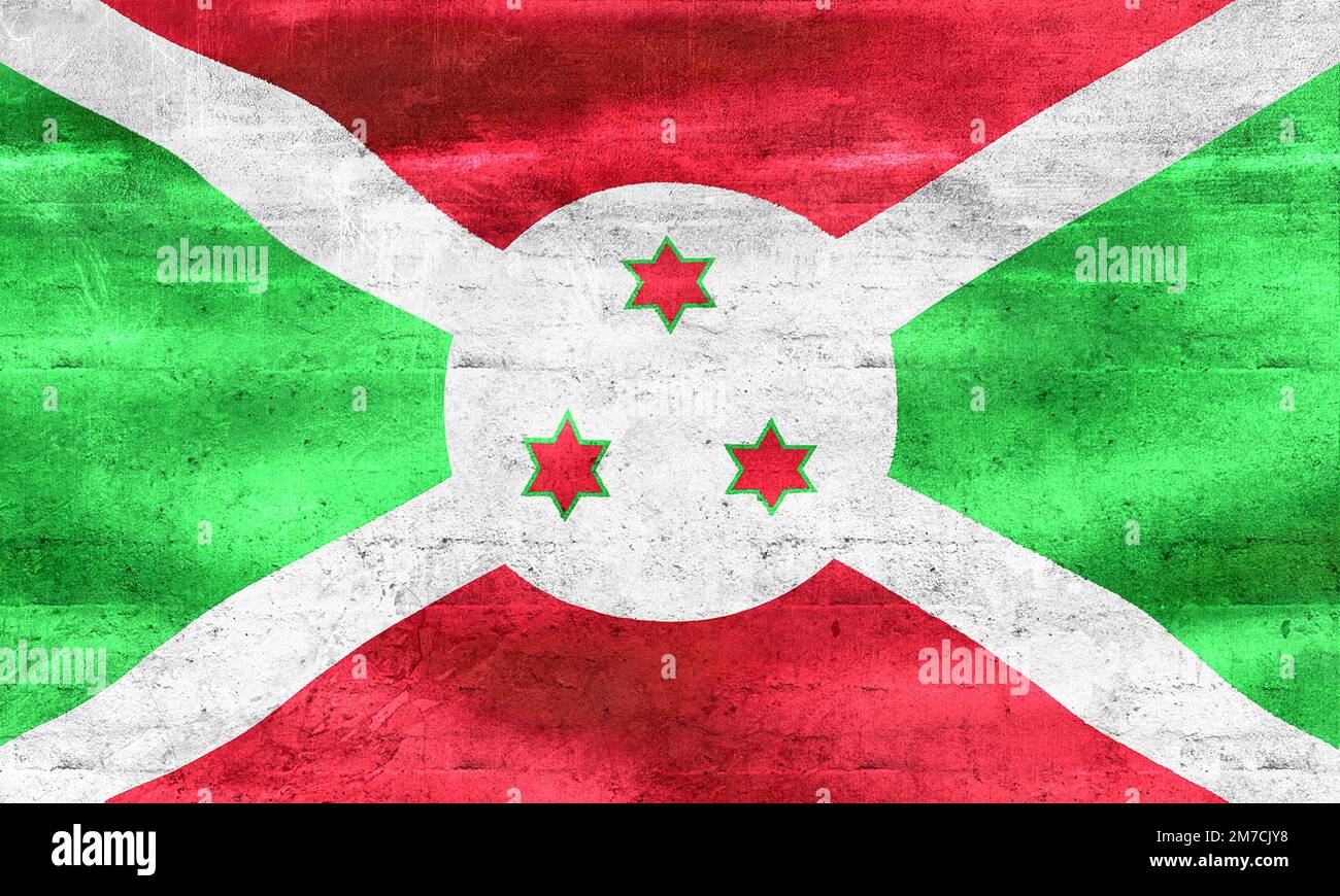 Burundi-Flagge - realistisch winkende Stoffflagge. Stockfoto