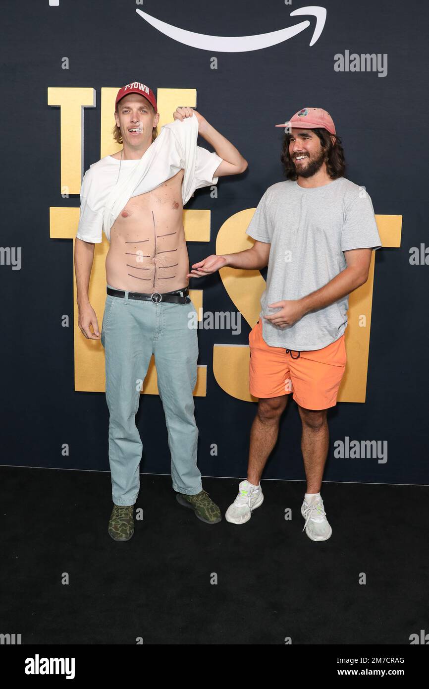 9. Januar 2023: BEN 'FRENCHY' FRANZÖSISCH (L) nimmt am 09. Januar 2023 im Hoyts Entertainment Quarter an der Weltpremiere der Saison 'The Test' in Sydney, NSW, Australien Teil (Kreditbild: © Christopher Khoury/Australian Press Agency via ZUMA Wire) Stockfoto