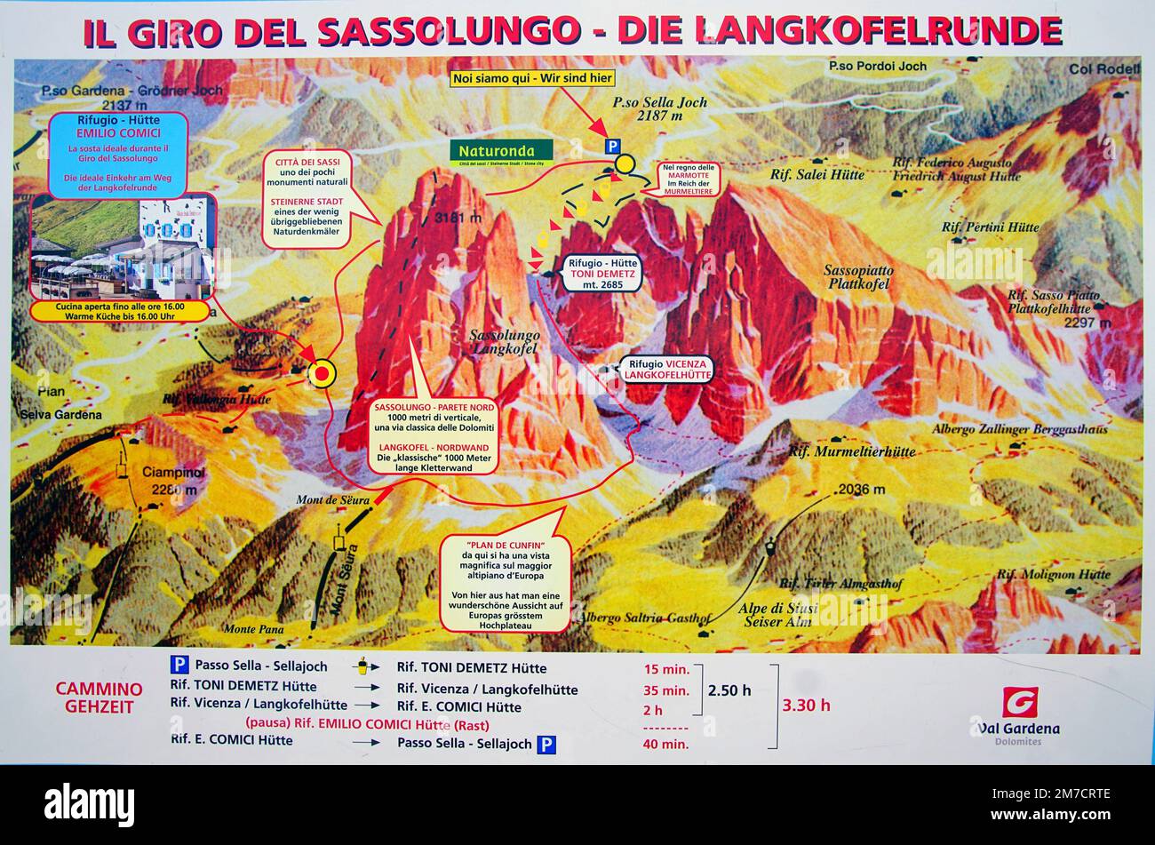 Karte Dolomiten Psse