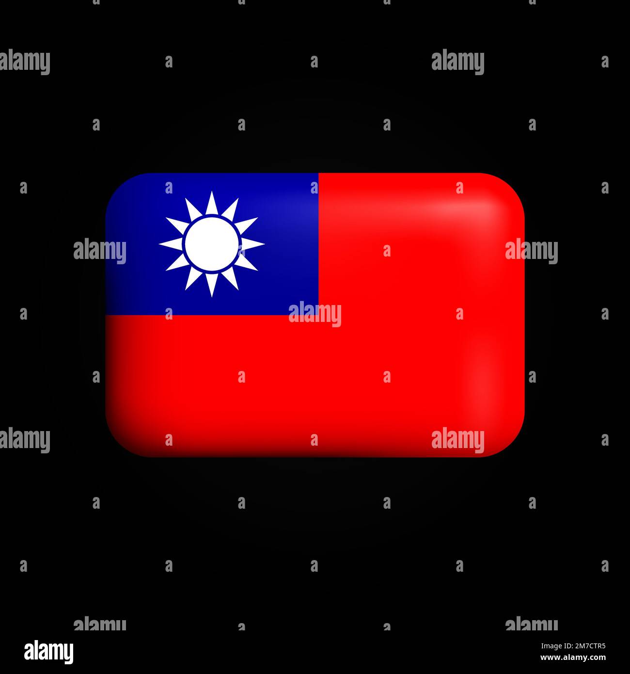 Symbol für Taiwan-Flagge 3D. Nationale Flagge Taiwans. Vektordarstellung Stock Vektor