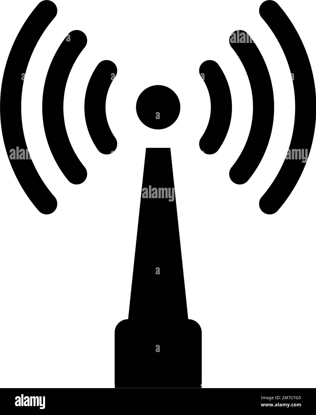 Wireless-Antenne, Netzwerksender. Abbildung des Symbols „Flachvektor“. Einfaches schwarzes Symbol auf weißem Hintergrund. Wireless-Antenne, Netzwerksender Stock Vektor