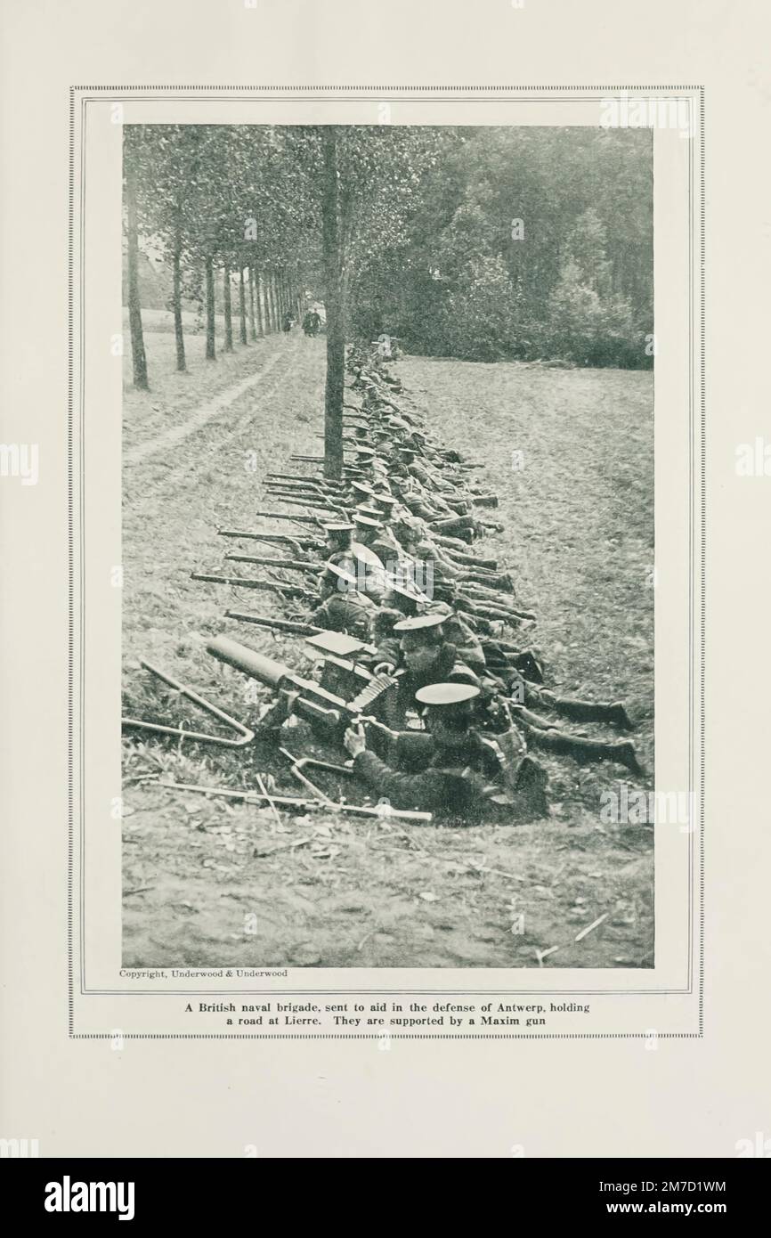 Britische Marinebrigade in Lierre aus dem Buch The Story of the Great war; die vollständigen historischen Aufzeichnungen der Ereignisse bis dato VON Reynolds, Francis Joseph, 1867-1937; Churchill, Allen Leon; Miller, Francis Trevelyan, 1877-1959; Wood, Leonard, 1860-1927; Knight, Austin Melvin, 1854-1927; Palmer, Frederick, 1873-1958; Simonds, Frank Herbert, 1878-; Ruhl, Arthur Brown, 1876. Band III Veröffentlicht 1916 Stockfoto