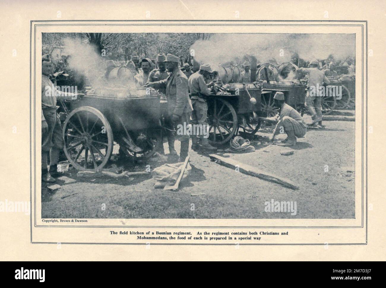 FELDKÜCHE Eines BOSNISCHEN REGIMENTS aus dem Buch The Story of the Great war; die vollständigen historischen Aufzeichnungen der Ereignisse bis dato DIPLOMATISCHE UND STAATLICHE PAPIERE von Reynolds, Francis Joseph, 1867-1937; Churchill, Allen Leon; Miller, Francis Trevelyan, 1877-1959; Wood, Leonard, 1860-1927; Knight, Austin Melvin, 1854-1927; Palmer, Frederick, 1873-1958; Simonds, Frank Herbert, 1878-; Ruhl, Arthur Brown, 1876. Band VI Veröffentlicht 1920 Stockfoto