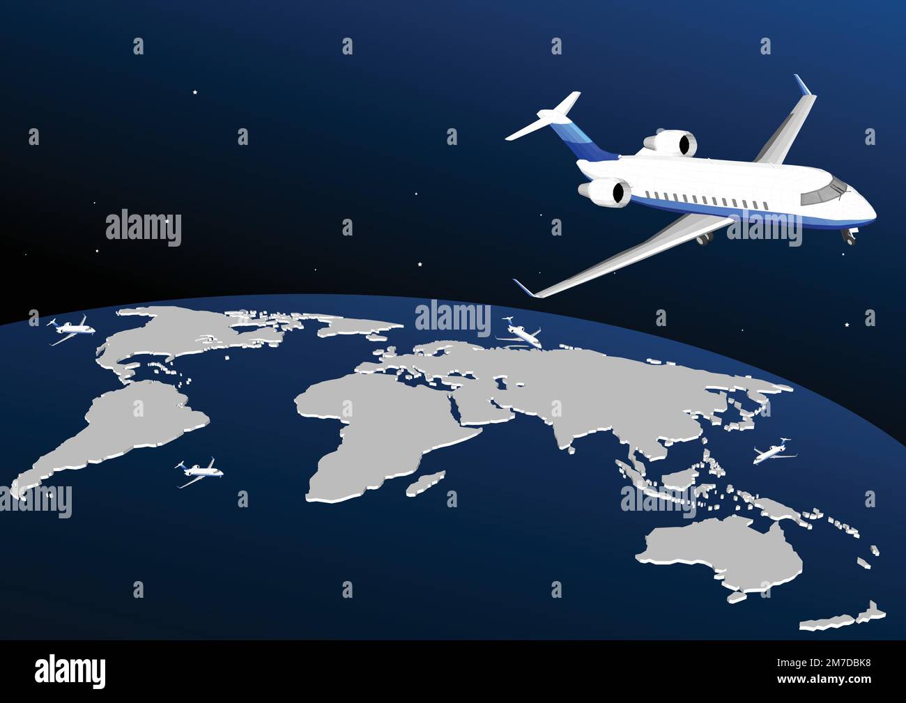 Privates Jet-Vektorsymbol. Geschäftsjet-Illustration. Luxuriöses Doppelflugzeug, das auf dem Boden steht Stock Vektor