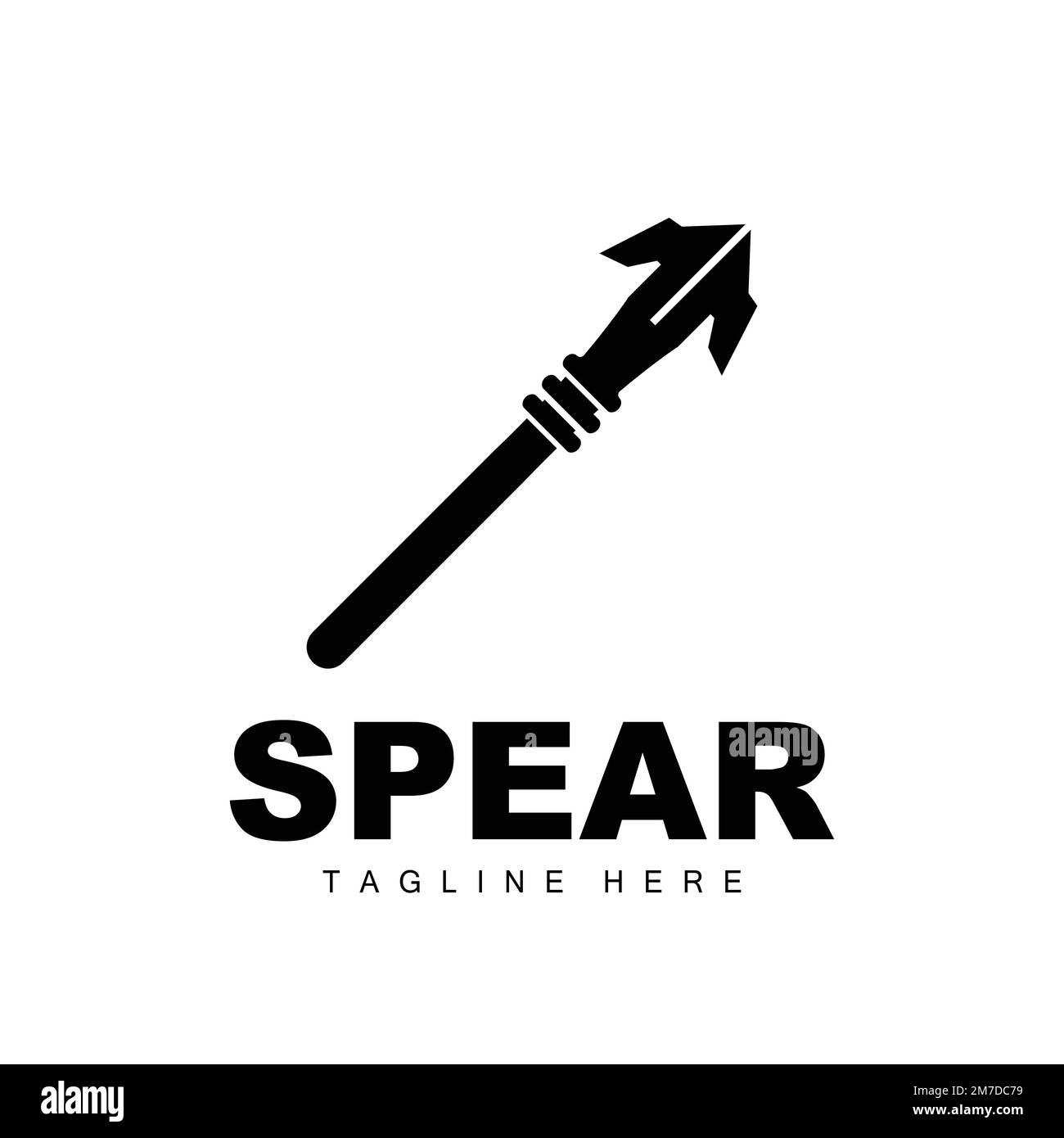 Speer-Logo, Langstrecken-Wurfwaffe-Symbol-Design, Produkt- Und Firmenlogo-Symbol-Illustration Stock Vektor