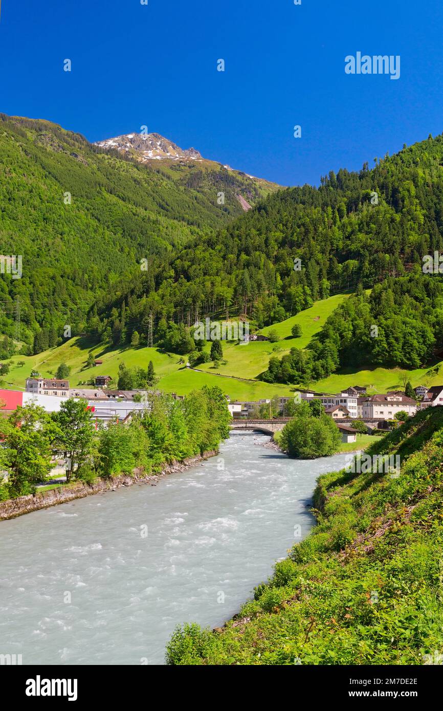 Dorf Glarus im Kanton Glarus, schweizer Alpen, Schweiz Stockfoto