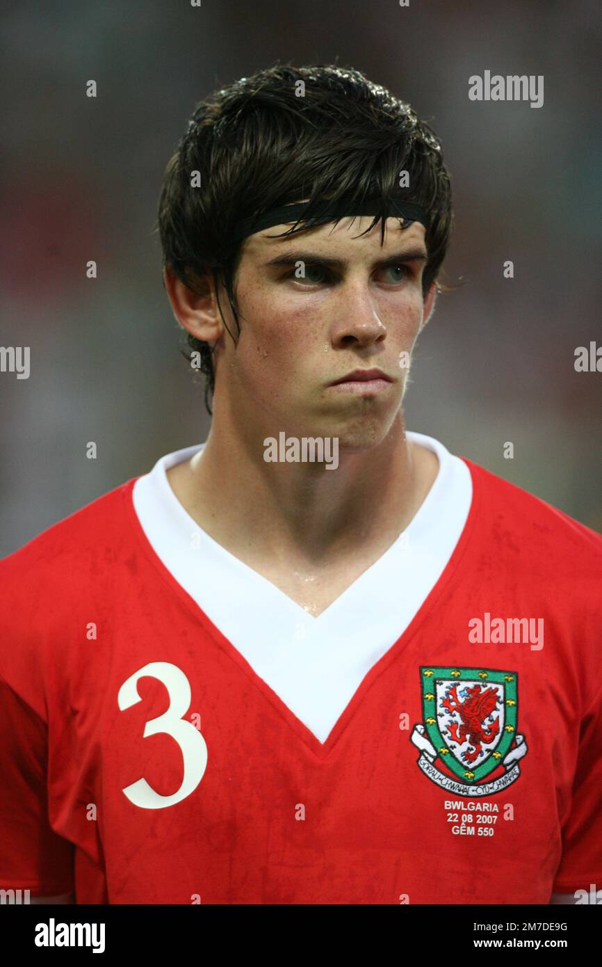 Dateifoto von Gareth Bale von Wales vom 22.-08-2007. Vor dem Spiel gegen Bulgarien. Kapitän Gareth Bale aus Wales kündigt seinen Rücktritt aus dem Club und dem internationalen Fußball an. Ausgabedatum: Montag, 9. Januar 2023. Stockfoto