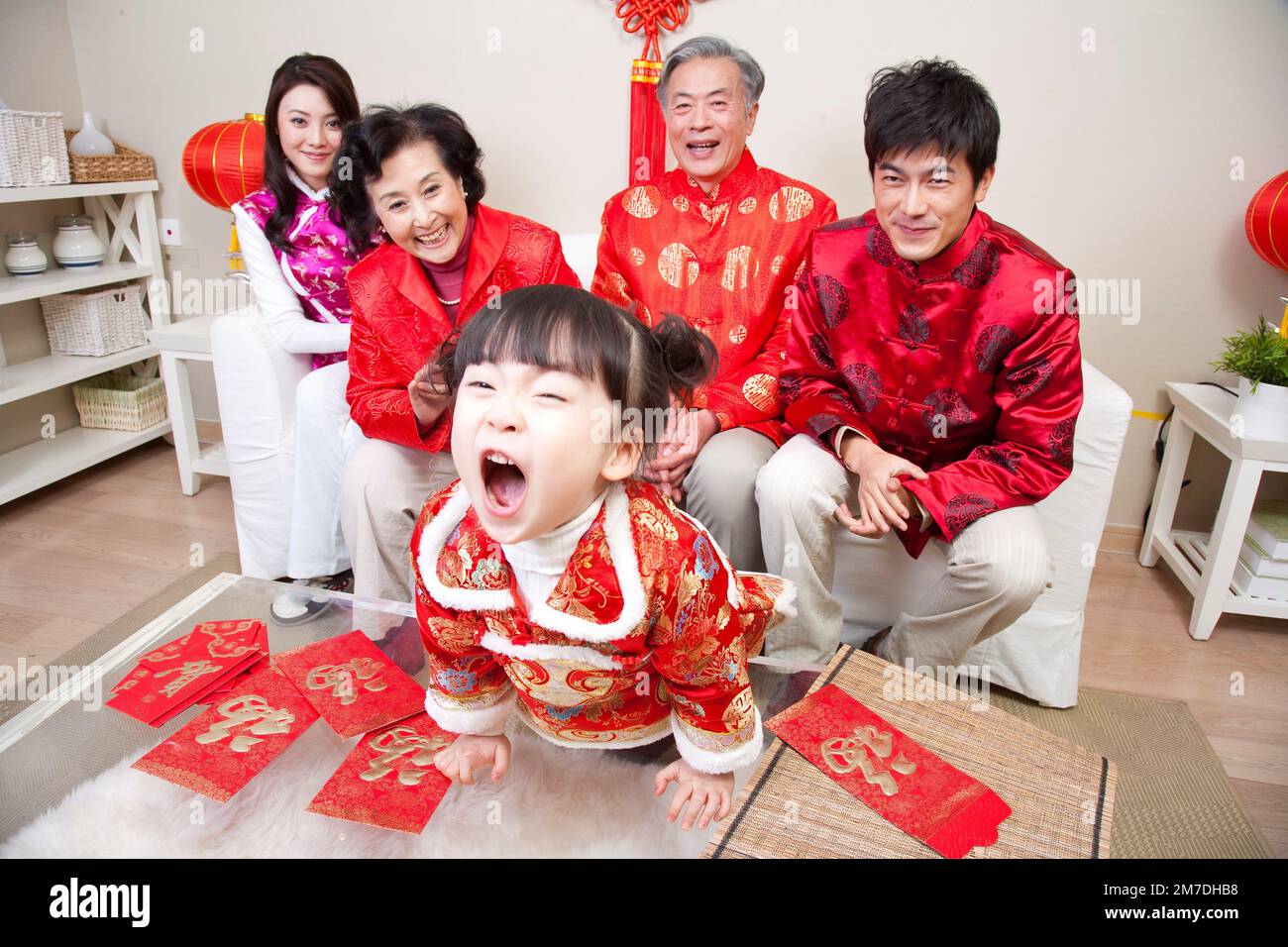 Familienleben mit traditionellen chinesischen Stil Stockfoto