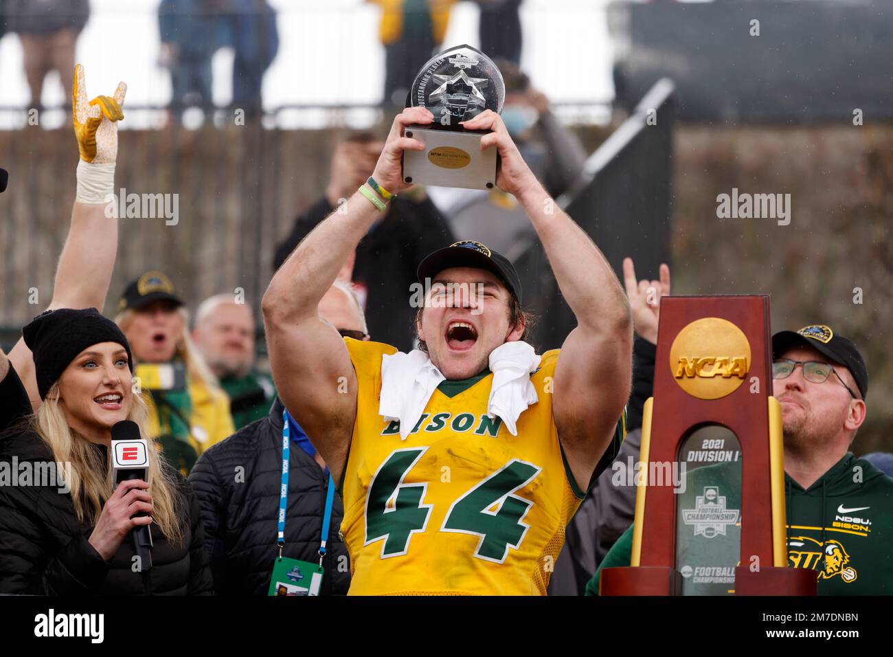 FILE North Dakota State fullback Hunter Luepke (44) celebrates with
