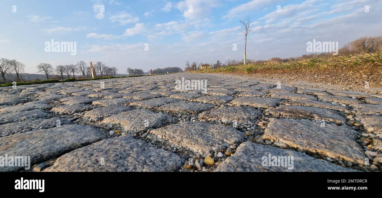 Straße mit Kopfsteinpflaster Stockfoto