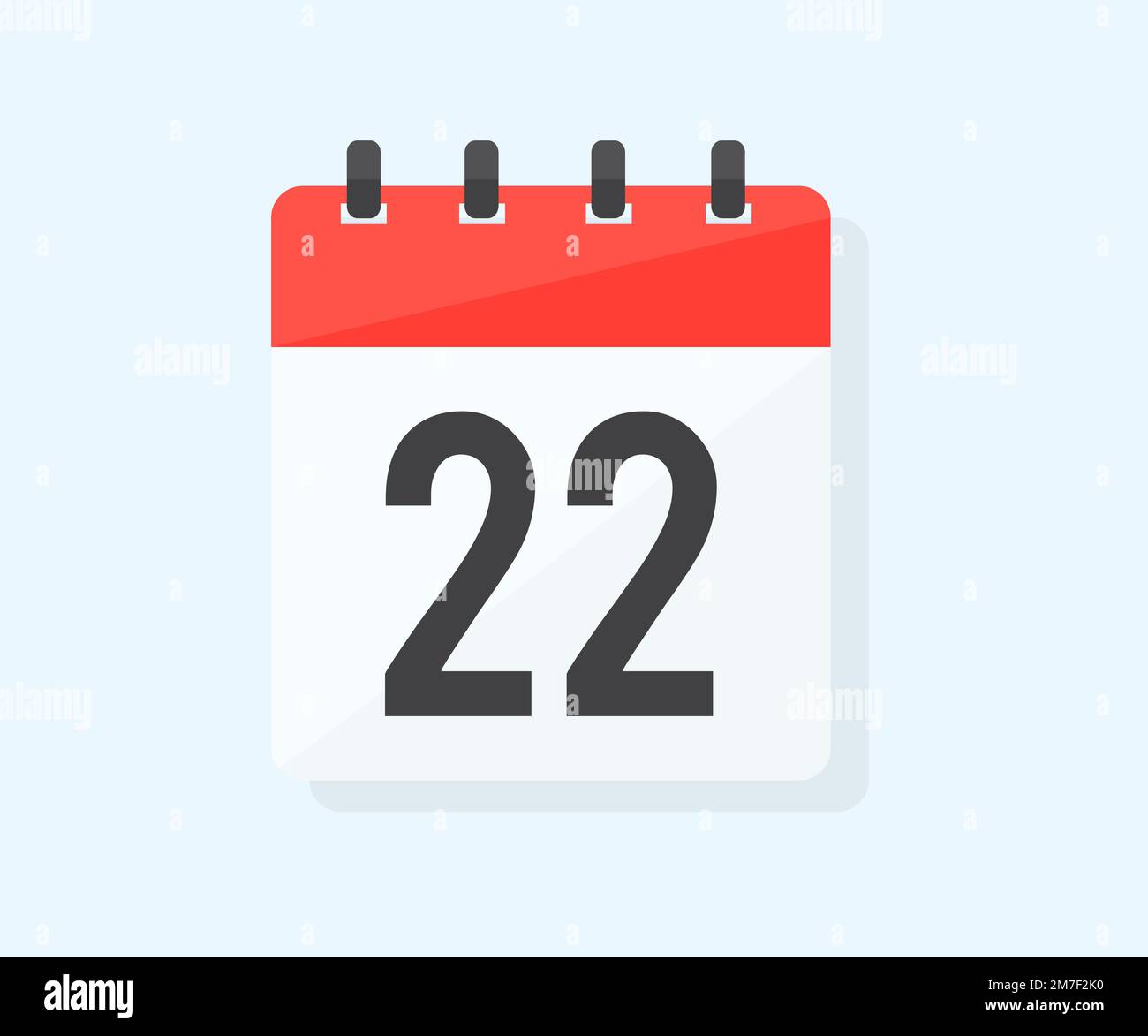 Der zweiundzwanzigste Tag des Monats mit Datum 22, Tag zwanzig Logo-Design. Kalendersymbol flacher Tag 22. Erinnerungssymbol. Datum des Veranstaltungsplans. Stock Vektor
