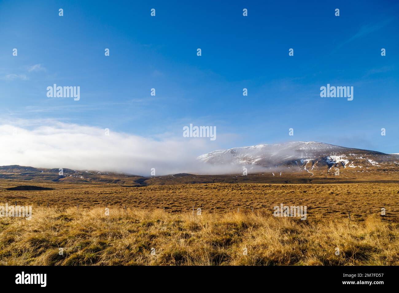 Herbstliche Natur am See Vesturhopsvatn in Nordisland Stockfoto