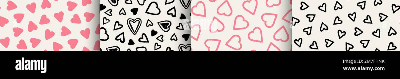 Vektordarstellung des nahtlosen Herzmusters. Doodle Hearts für Valentinstag, Muttertag, Hochzeitskarte Stock Vektor