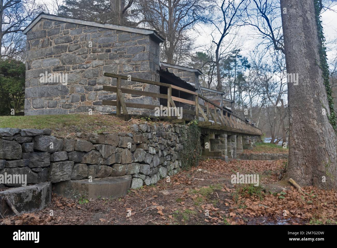 Blick auf die Pulvermühle im Hagley Museum, Wilmington, Delaware, USA Stockfoto
