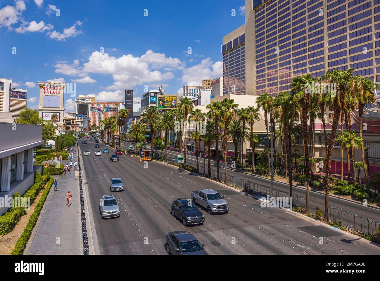 Blick auf seltene Autos auf dem Strip. Blick auf die Stadt Las Vegas. In Las Vegas. USA. Stockfoto
