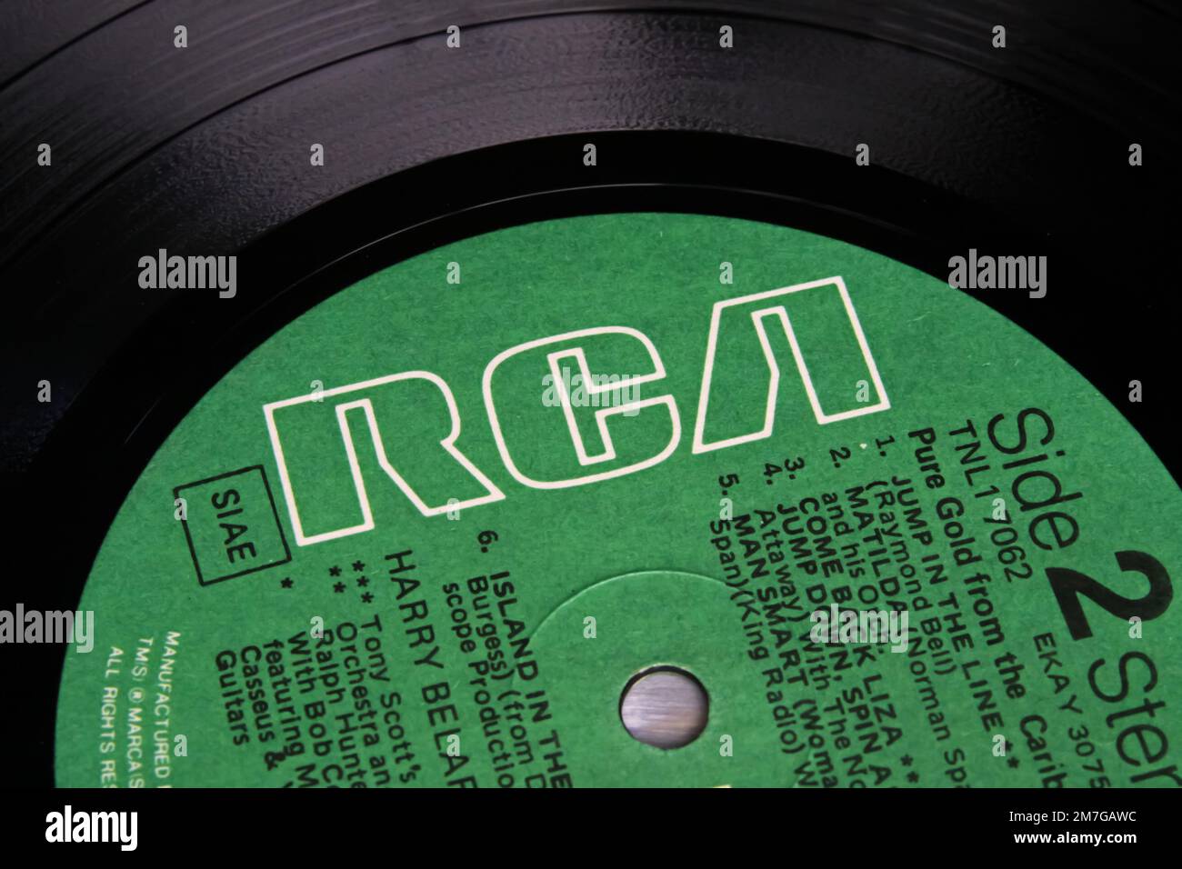 Viersen, Deutschland - November 9. 2022: Nahaufnahme isolierter Schallplatten mit RCA-Schallplatten Stockfoto