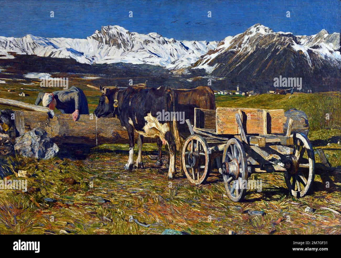 Am Gießplatz, Kühe im Joch, 1888 Giovanni Segantini, 1858-1899 Italien Stockfoto