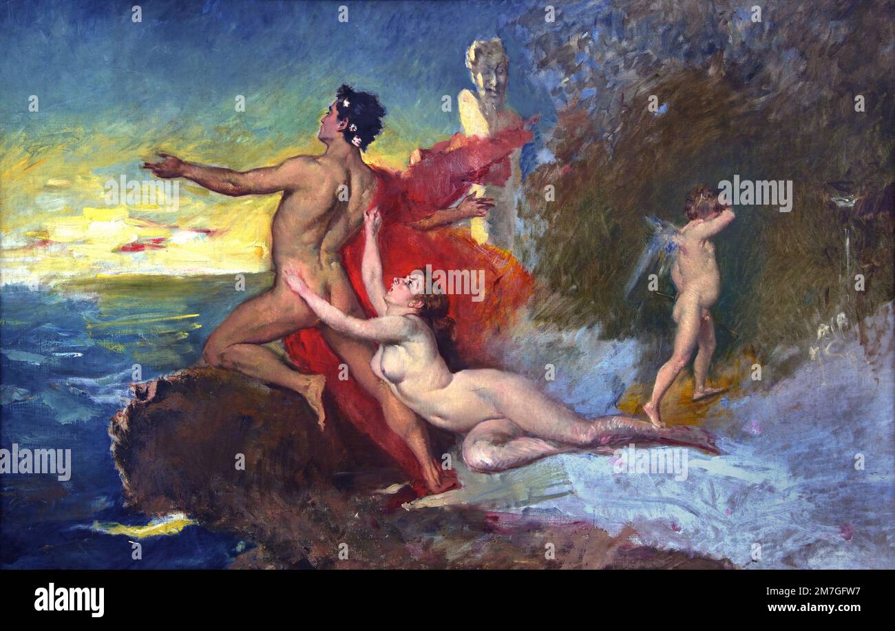 Odysseus und Calypso, 1872, Frank Brucher, 1818-1890, Schweiz, Schweizer Künstler, einzigartig Stockfoto