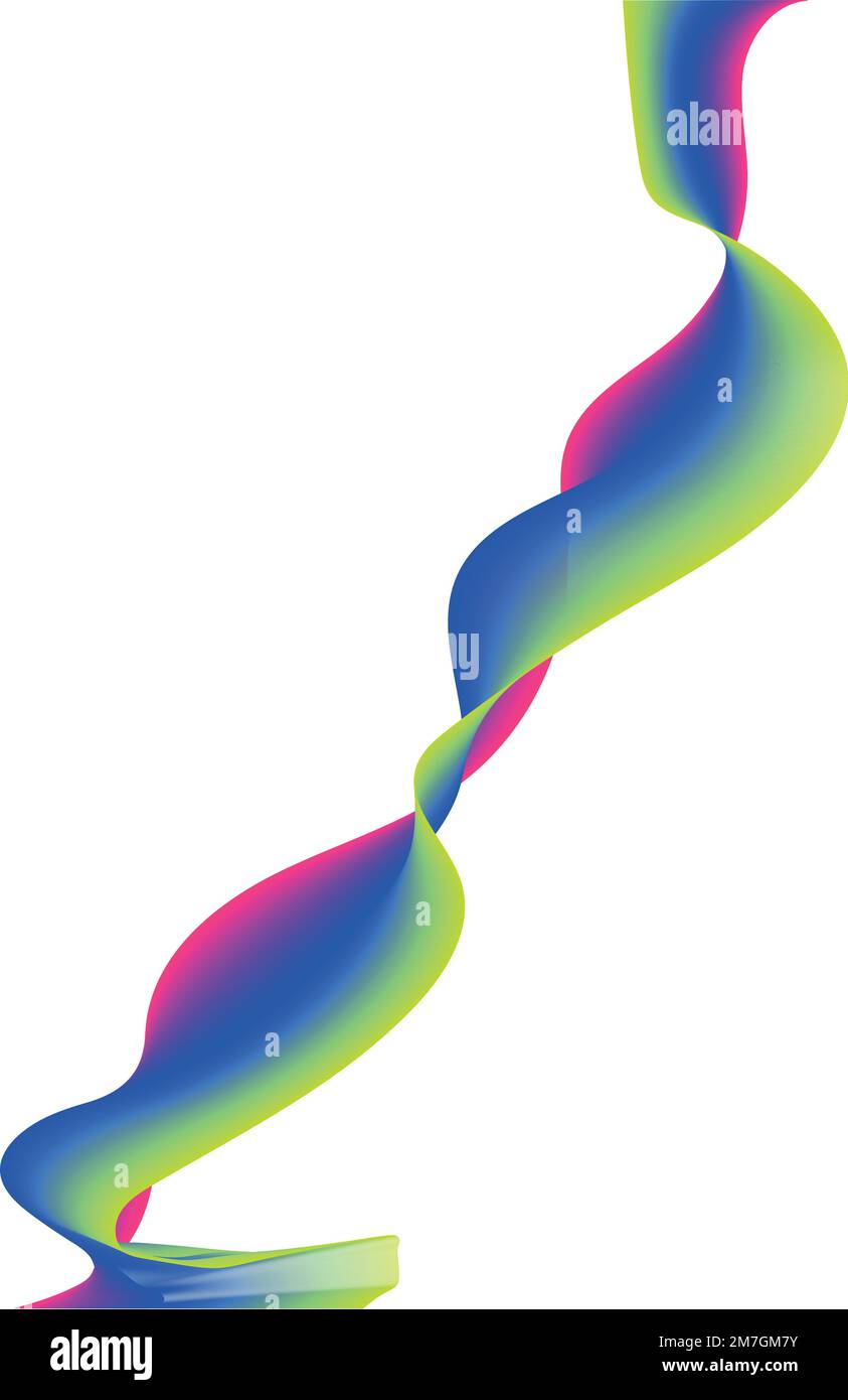 Geschwungenes, glattes Band. Farbige Wellenlinien. Abstrakte wellenförmige Streifen auf einem isolierten weißen Hintergrund. Mit dem Übergang erzeugt. vektordarstellung Stock Vektor