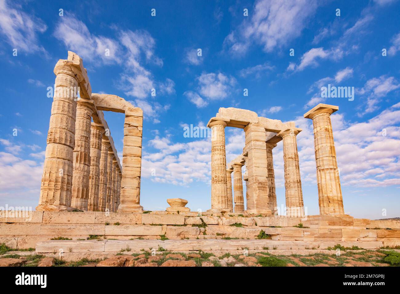 Der alte Tempel von Poseidon in Sounion, Attika, Griechenland Stockfoto