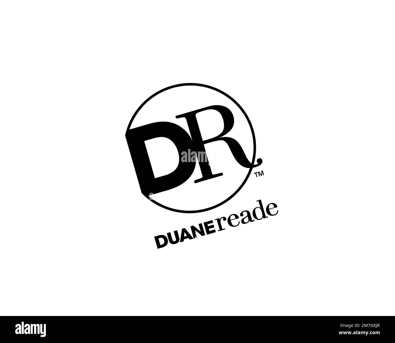 Duane Reade, Gedrehtes Logo, Weißer Hintergrund Stockfoto